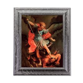 GREY OAK FINISH FRAME 10.5" X 12.5" WITH AN 8" X 10" ST. MICHAEL PRINT ...