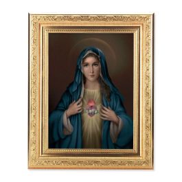 8 1/4" x 10 1/4" Gold Ornate Frame with a 6" x 8" Immaculate Heart of ...