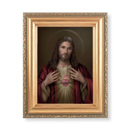 5.5" x 7" Antique Gold Frame with a Sacred Heart of Jesus Print ...