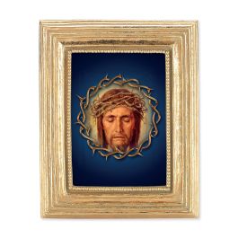 3 3/4" x 4 1/2" Gold Frame with Holy Face Gold Stamped Print - William ...