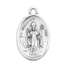 1" Oval Antiqued Silver Oxidized Saint Ignatius of Antioch Medal ...