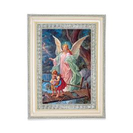 5 3/4" x 7 3/4" Antiqued Pearlized White and Silver Photo Frame with ...