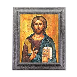 Description GREY OAK FINISH FRAME 10.5" X 12.5" WITH AN 8" X 10" CHRIST ...