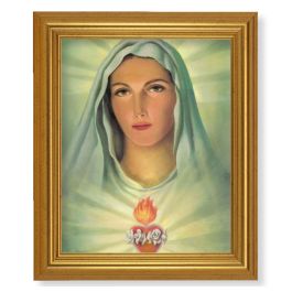 10" x 12" Gold Leaf Finish Beveled Frame with 8" x 10" Immaculate Heart ...
