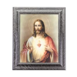 GREY OAK FINISH FRAME 10.5" X 12.5" WITH SACRED HEART PRINT 8"X10 ...
