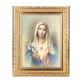 8 1/4" x 10 1/4" Gold Ornate Frame with a 6" x 8" Immaculate Heart of ...