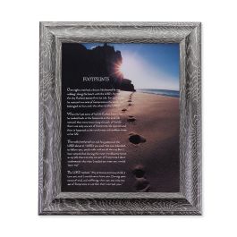 GREY OAK FINISH FRAME 10.5" X 12.5" WITH AN 8" X 10" FOOTPRINTS PRINT ...