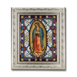 8.25" x 10.25" Silver Ornate Frame with a 6" x 8" Our Lady of Guadalupe ...