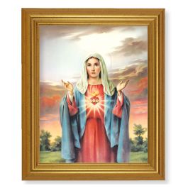 10" x 12" Gold Leaf Finish Beveled Frame with 8" x 10" Immaculate Heart ...
