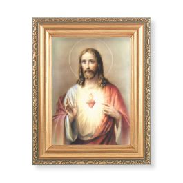 5.5" x 7" Antique Gold Frame with a Sacred Heart of Jesus Print ...
