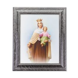GREY OAK FINISH FRAME 10.5" X 12.5" WITH AN 8" X 10" OUR LADY OF MOUNT ...
