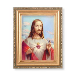 5.5" x 7" Antique Gold Frame with a Sacred Heart of Jesus Print ...