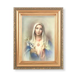 5.5" x 7" Antique Gold Frame with an Immaculate Heart of Mary Print ...
