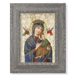 7 1/2" x 9 1/2" Grey Weathered Frame with Our Lady of Perpetual Help ...