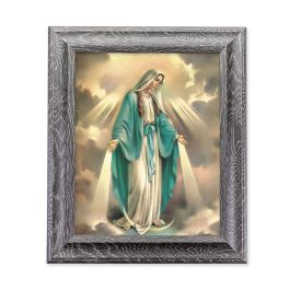 GREY OAK FINISH FRAME 10.5" X 12.5" WITH AN 8" X 10" OUR LADY OF GRACE ...