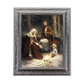 10.5" X 12.5" GREY OAK FINISH FRAME WITH AN 8" X 10" PRINT OF THE HOLY ...