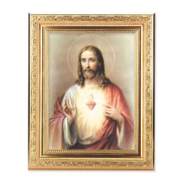8 1/4" x 10 1/4" Gold Ornate Frame with a 6" x 8" Sacred Heart Print ...