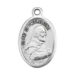 1" Oval Antiqued Silver Oxidized Saint Padre Pio Medal - William J ...