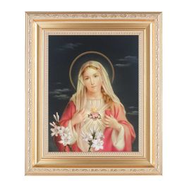 10 1/4" x 12 1/4" Satin Gold Frame with an 8" x 10" Immaculate Heart of ...