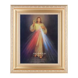 10 1/4" x 12 1/4" Satin Gold Frame with an 8" x 10" Divine Mercy Print ...