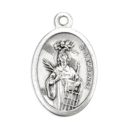 1" Oval Antiqued Silver Oxidized Saint Lawrence Medal - William J Hirten Co