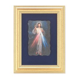 5" x 6.5" Gold Leaf Frame with 2.5" x 3.25" Divine Mercy Fresco Print ...