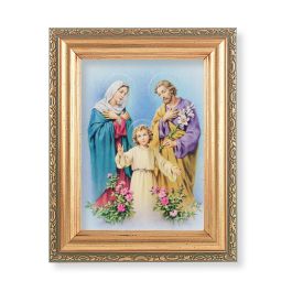5.5" x 7" Antique Gold Frame with a Holy Family Print - William J Hirten Co