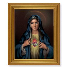 10" x 12" Gold Leaf Finish Beveled Frame with 8" x 10" Immaculate Heart ...