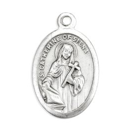 1" Oval Antiqued Silver Oxidized Saint Catherine Medal - William J ...