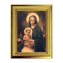 6 3/4" X 8 3/4" Gold Leaf Finish Frame with 5" X 7" Madonna and Child ...