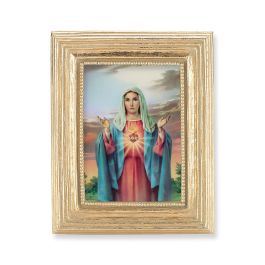 3 3/4" x 4 1/2" Gold Frame with a Immaculate Heart of Mary Print-P65 ...