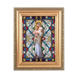 5.5" x 7" Antique Gold Frame with a 4.5" x 5.5" Our Lady of Divine ...