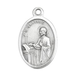 1" Oval Antiqued Silver Oxidized Saint Ignatius of Loyola Medal ...
