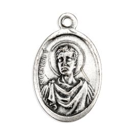 1" Oval Antiqued Silver Oxidized Saint Genesius Medal - William J Hirten Co