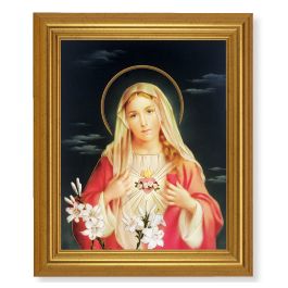 10" x 12" Gold Leaf Finish Beveled Frame with 8" x 10" Immaculate Heart ...
