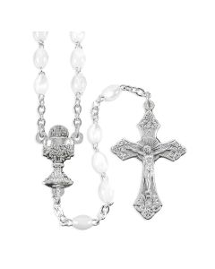 White Pearl Bead Communion Rosary