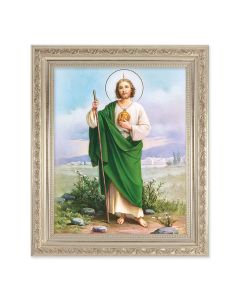 10" x 12" Ornate Silver Frame with a Saint Jude Print