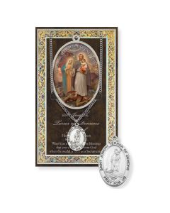 Saint Joseph "Terror of Demons" Genuine Pewter Medal on a 24" Chain with Biography and Picture Folder