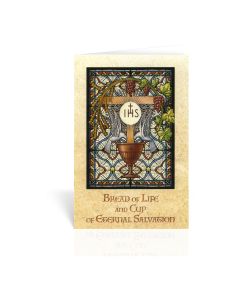 Chalice First Communion Greeting Card with Stained Glass Design