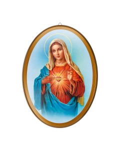 17" x 12 1/2" Immaculate Heart of Mary Oval Wood Plaque