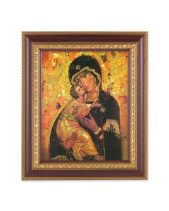 11 1/2" x 13 1/2" Cherry Frame with Gold Trim with an 8" x 10" Our Lady of Vladimir Print