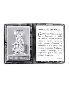 St. Michael Metal Plaque in Folder in Spanish -P65