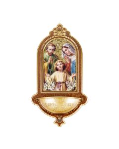 10 x 5-1/2" Holy Family Wooden Holy Water Font