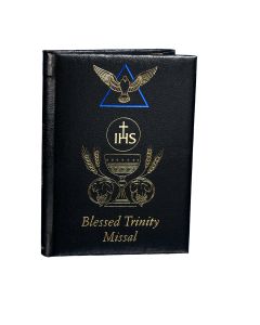 Black Blessed Trinity Missal with New Mass, Gold and Blue Stamped Cover