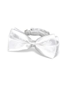 5" White Clip on First Communion Bow Tie with Chalice, Wheat and Grapes Embroidery.
