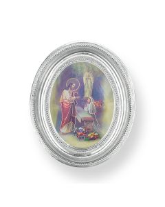 3 1/2" x 4 1/2" Silver Oval Frame with a First Communion Girl Print