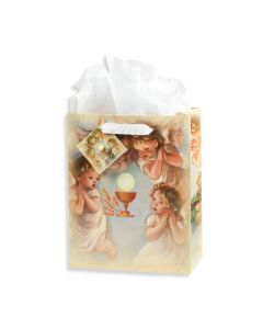 Communion - Angels Medium Gift Bag with Tissue (Inc. of 10)