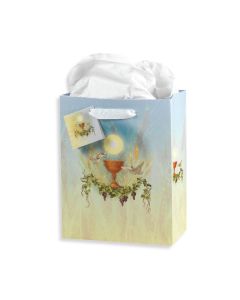 Communion - Chalice and Grapes Large Gift Bag with Tissue (Inc. of 10)