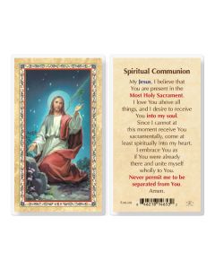 Spiritual Communion Laminated Holy Card. Inc. of 25