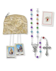 4mm Ridged Multicolored Bead Rosary First Communion Set